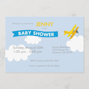Airplane Baby Shower Invitation