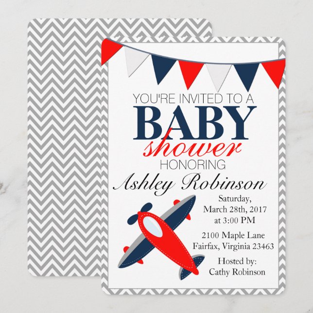 Airplane | Baby Shower Invitation (Front/Back)