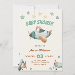 Airplane baby shower invitation