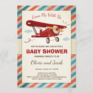 Airplane Baby Shower Invitation Travel Adventure
