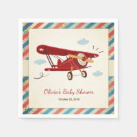 Airplane Baby Shower Napkin Adventure Travel Plane