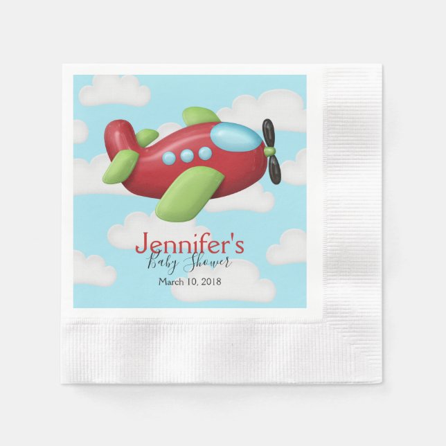 Airplane baby shower napkins (Front)