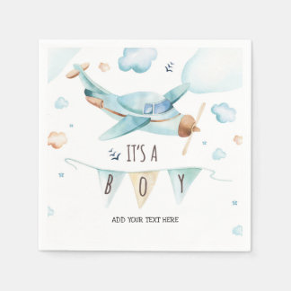 Airplane Baby Shower Napkins - It's a Boy