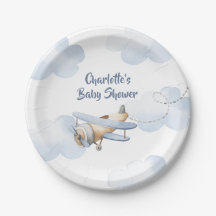 Airplane Baby Shower Paper Plates