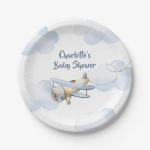 Airplane Baby Shower Paper Plates
