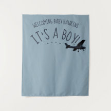 Airplane Baby Shower Photo Backdrop Tapestry