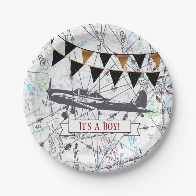 Airplane Baby Shower Plate (Front)