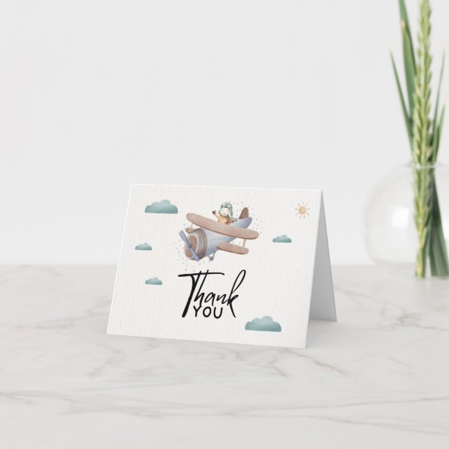 Airplane Baby Shower Thank You Card (Front)