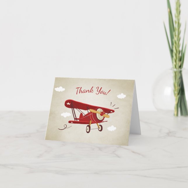 Airplane Baby shower Thank you card Adventure (Front)