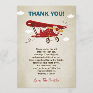 Airplane Baby Shower Thank You Card Adventure