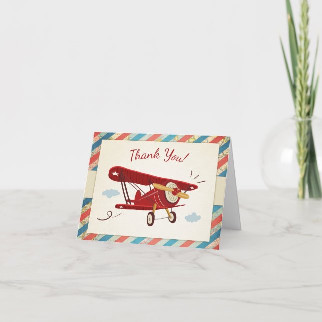 Airplane Baby shower Thank you card Adventure Map (Front)