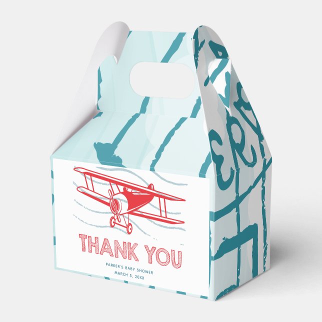 Airplane Baby Shower Thank You Favor Box (Front Side)