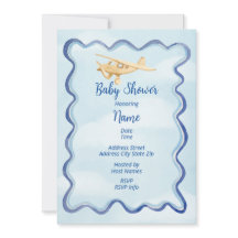 Airplane Baby Shower Watercolor Invitation
