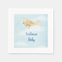 Airplane Baby Shower Watercolor Napkins