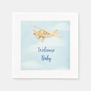 Airplane Baby Shower Watercolor Napkins