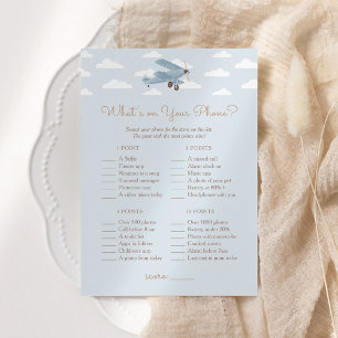 Airplane Baby Shower What's on Your Phone Game Invitation