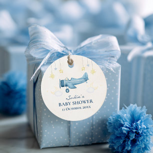 Airplane Baby Shower Whimsical Boy Baby Welcome Favour Tags