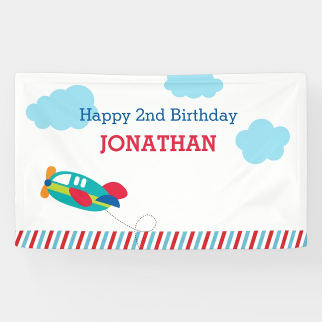 Airplane Backdrop Banner (Personalized) (Horizontal)