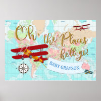 Airplane backdrop poster world map