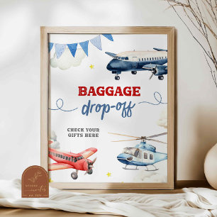 Airplane Baggage Drop Off Custom Sign Poster