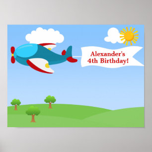 Airplane Banner Boy Birthday Poster