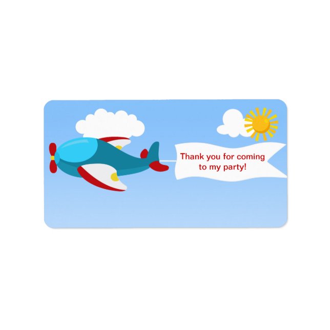 Airplane Banner Boy Favour Tag Label (Front)