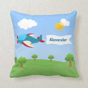 Airplane Banner Boy Throw Pillow