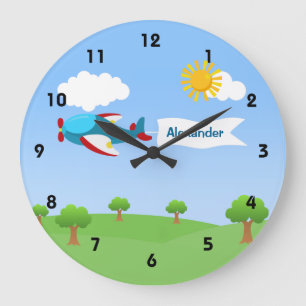 Airplane Banner Boy Wall Clocks