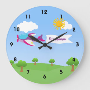 Airplane Banner Girl Wall Clocks