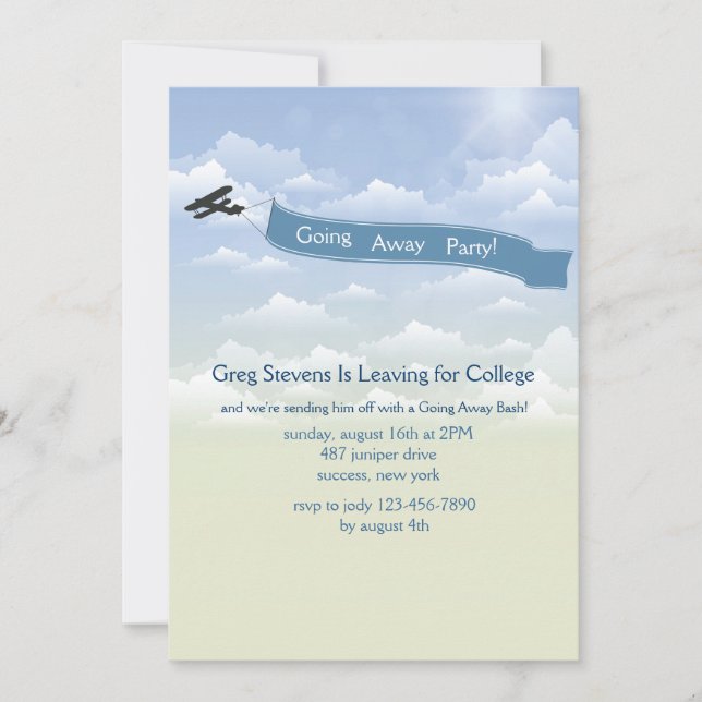 Airplane Banner Going Away Invitation (Front)