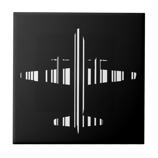 AIRPLANE BAR CODE Jetstream Barcode Pattern Design Tile (Front)