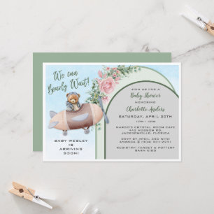 Airplane Bear Pilot Baby Shower Invitation