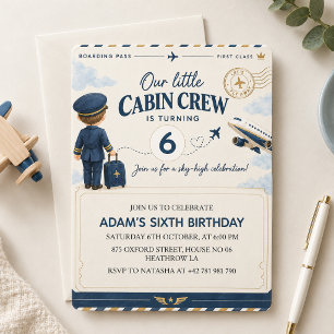 Airplane Birthday Cabin Crew Birthday Invitation