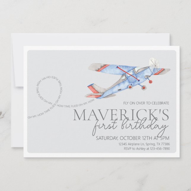 Airplane Birthday Invitation (Front)