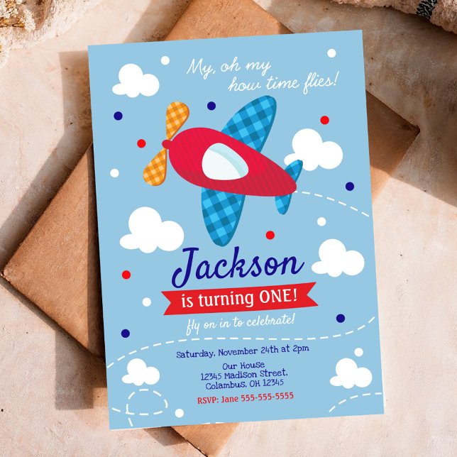 Airplane Birthday Invitation Boy / Time Flies (Creator Uploaded)
