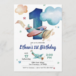 Airplane Birthday Invitation for Airplane Theme