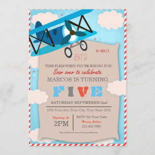Airplane Birthday Invitation for Pilot Vais