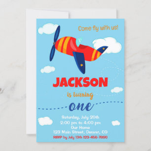 Airplane birthday invitation Pilot party invite