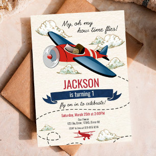 Airplane Birthday Invitation Vintage Time Flies