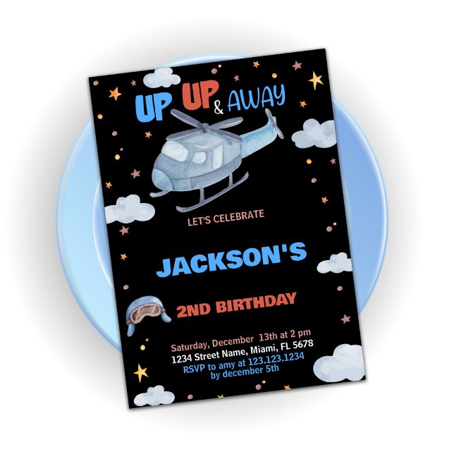 Airplane Birthday Invitations Blue Grey Black (Airplane Birthday Invitations Blue Gray Black)