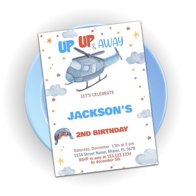 Airplane Birthday Invitations Blue Grey Orange (Airplane Birthday Invitations Blue Gray Orange)