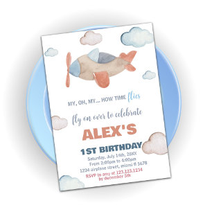 Airplane Birthday Invitations Orange