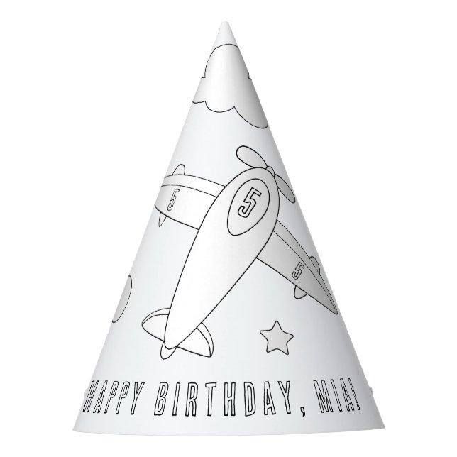 Airplane Birthday Party - Colour Your Own Hat (Front)