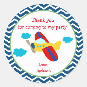 Airplane Birthday Party Favour Stickers