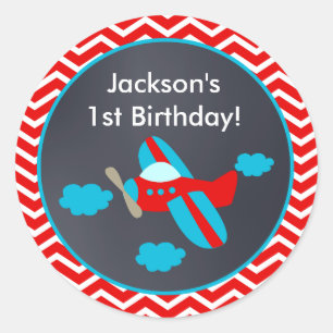 Airplane Birthday Party Favour Stickers