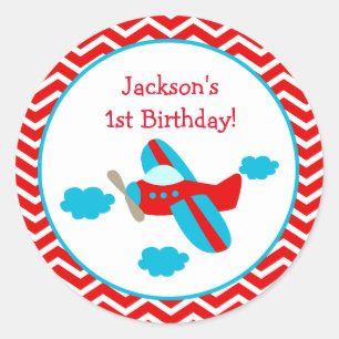 Airplane Birthday Party Favour Stickers