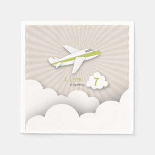 Airplane Birthday Party - Green Napkin