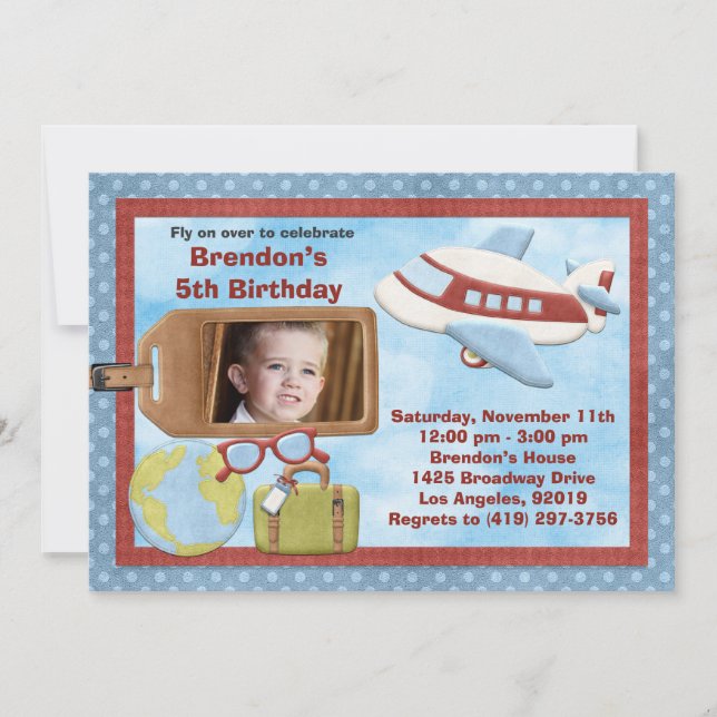 Airplane Birthday Party Invitation (Front)