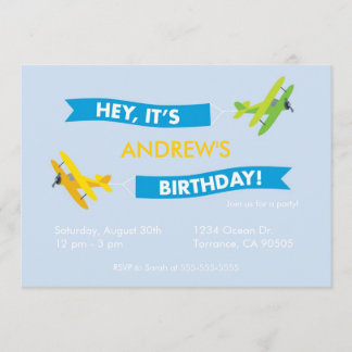 Airplane Birthday Party Invitation