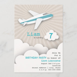 Airplane Birthday Party Invitation - Blue
